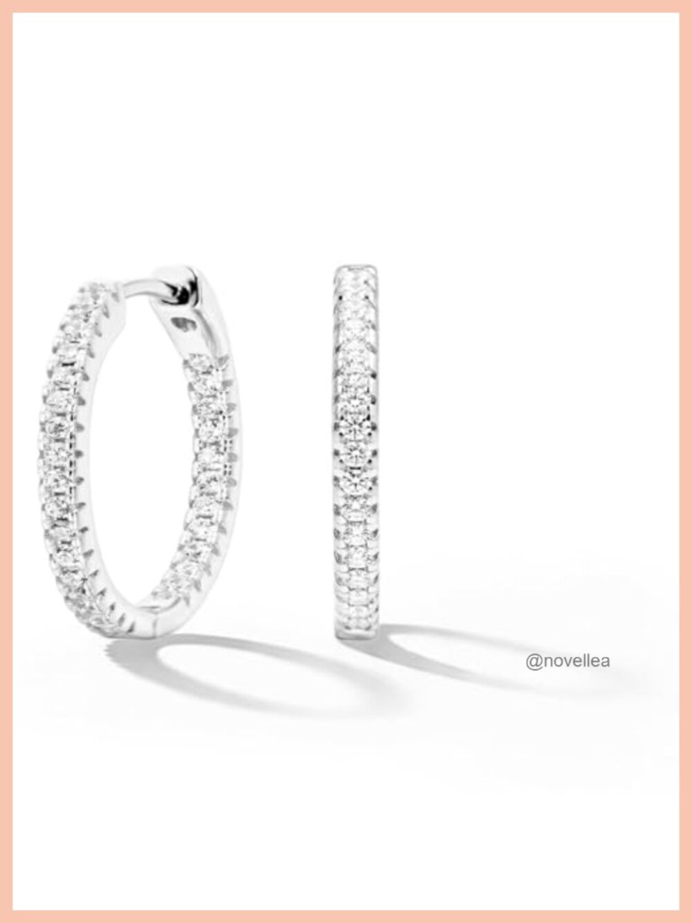 925 Sterling Silver Hoop Earrings 14K White Gold Plated CZ Hypoallergenic